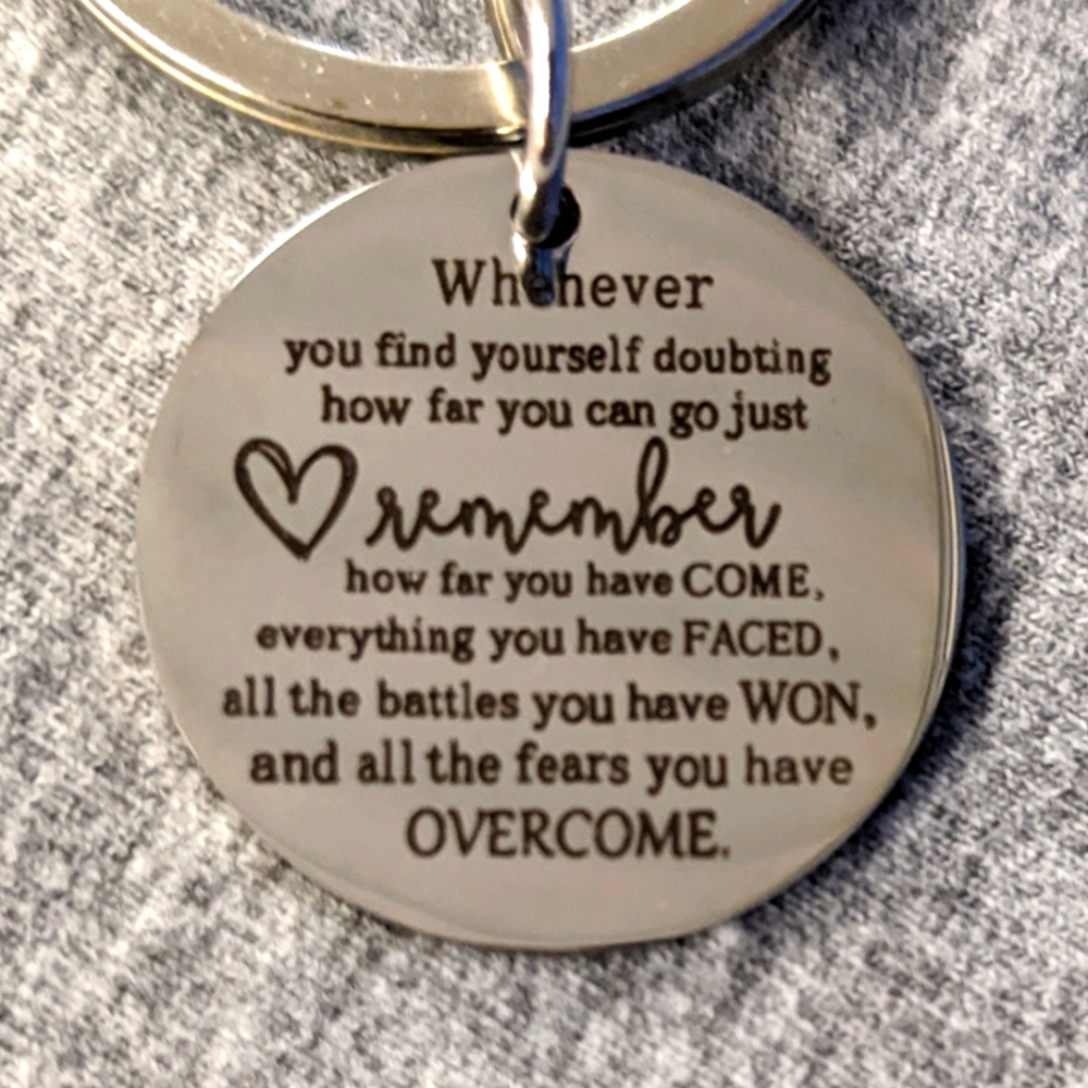 NEW inspirational encouragement uplifting keychain necklace bracelet round silve